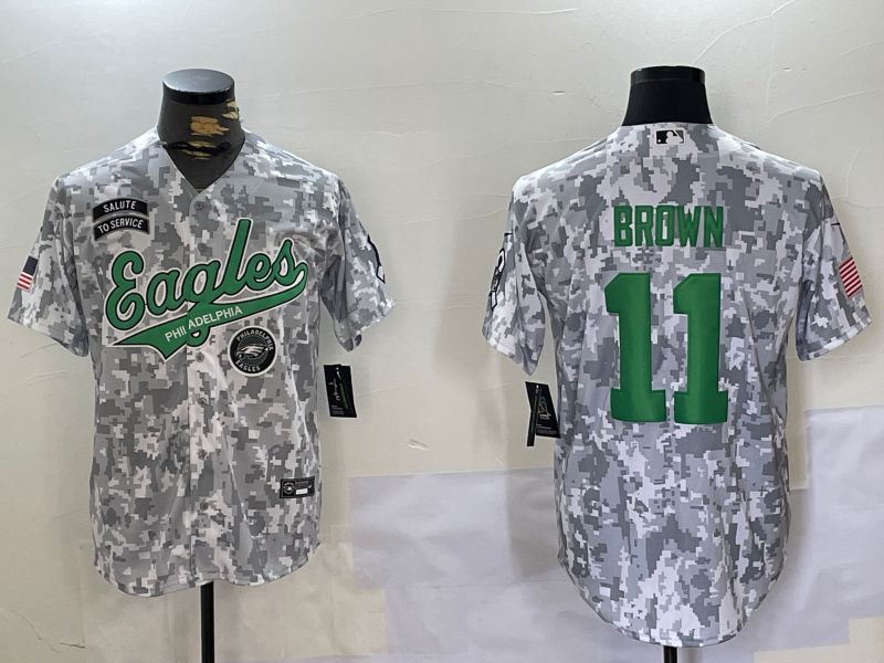 Men Philadelphia Eagles #11 Brown Nike Arctic Camo 2024 Salute to Service Limited NFL Jersey style 5->philadelphia eagles->NFL Jersey